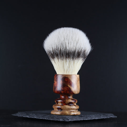 Wooden Shaving Brush - Two-Tone Amboyna Burl - Handmade in Ireland