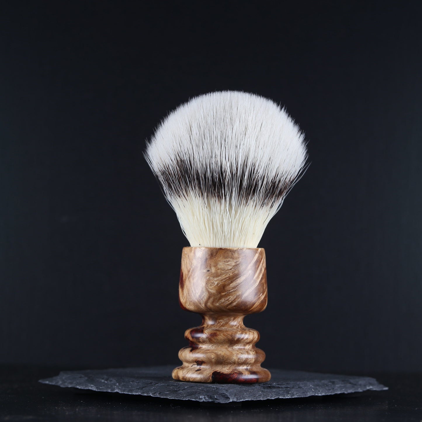 Wooden Shaving Brush - Two-Tone Amboyna Burl - Handmade in Ireland