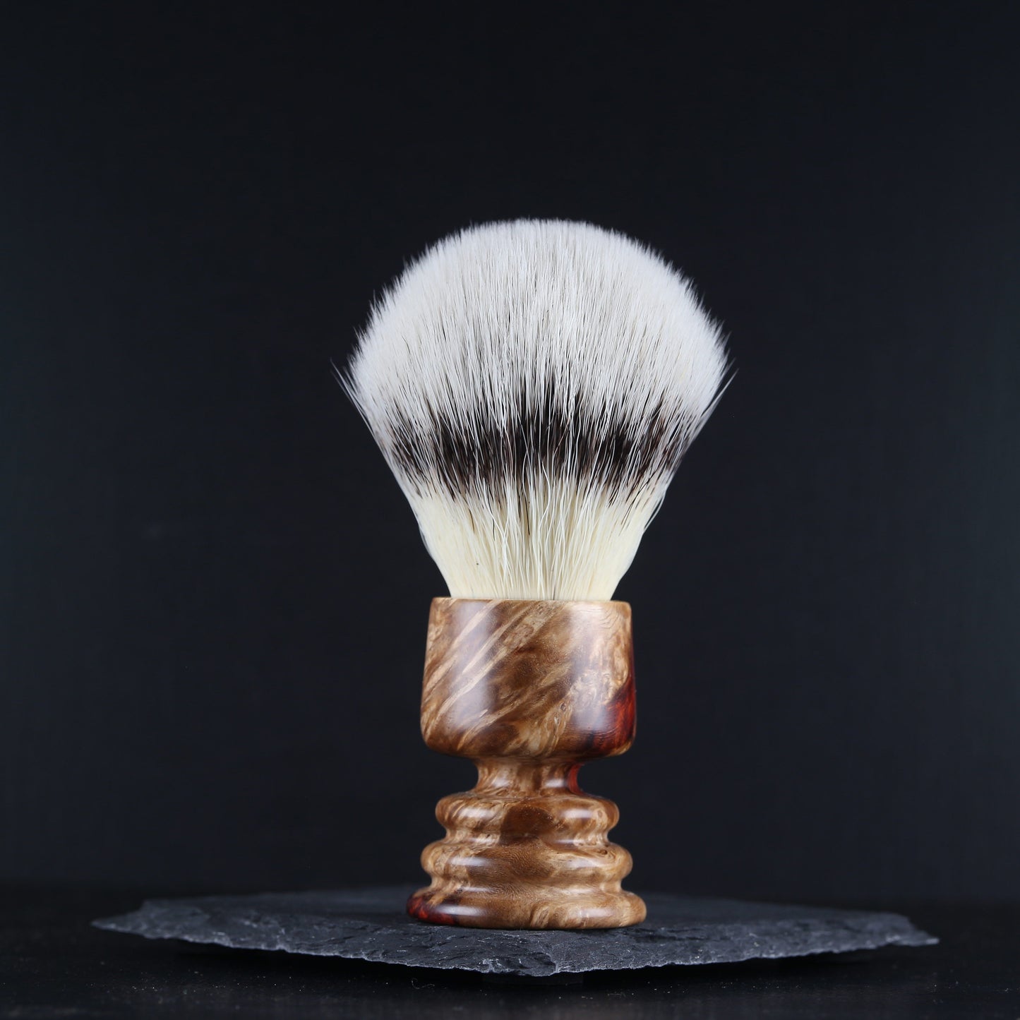 Wooden Shaving Brush - Two-Tone Amboyna Burl - Handmade in Ireland