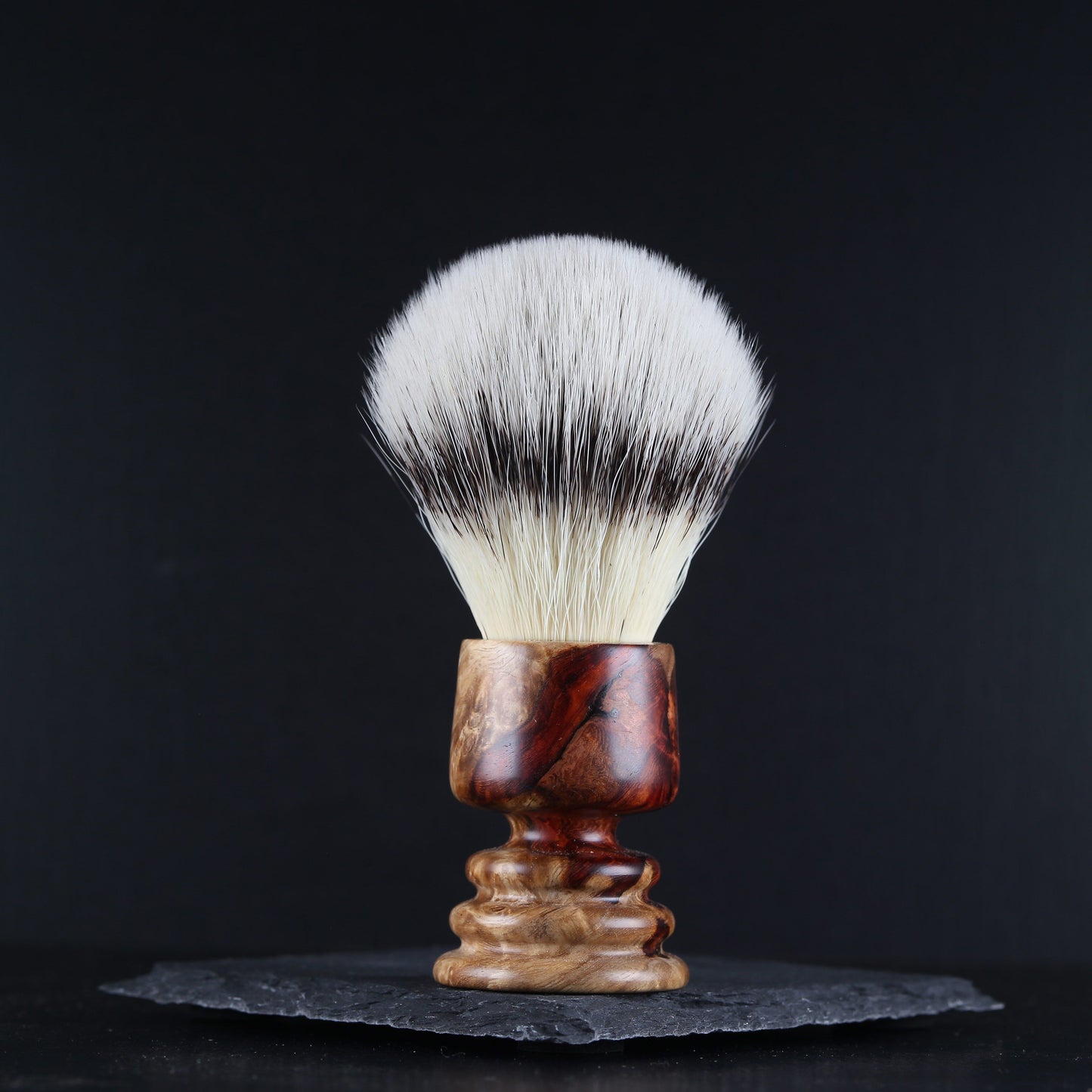 Wooden Shaving Brush - Two-Tone Amboyna Burl - Handmade in Ireland