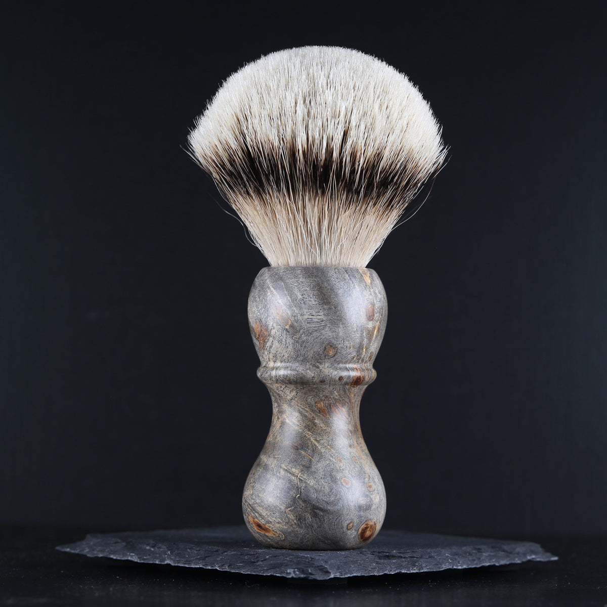Wooden Shaving Brush & Stand - Buckeye Burl - Handmade in Ireland