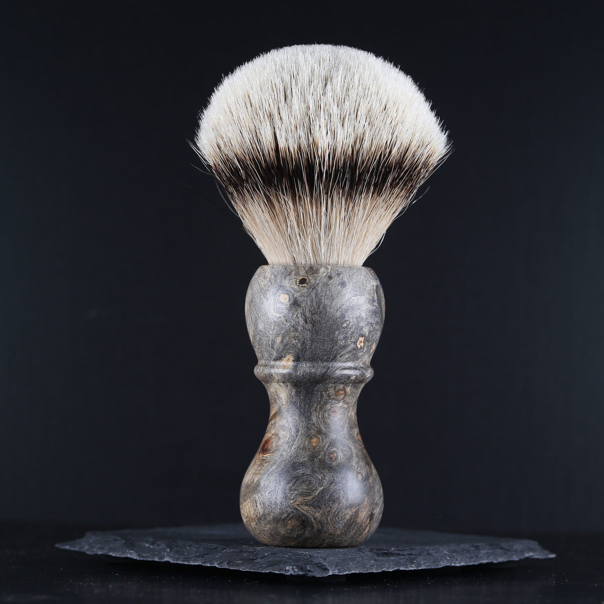 Wooden Shaving Brush & Stand - Buckeye Burl - Handmade in Ireland