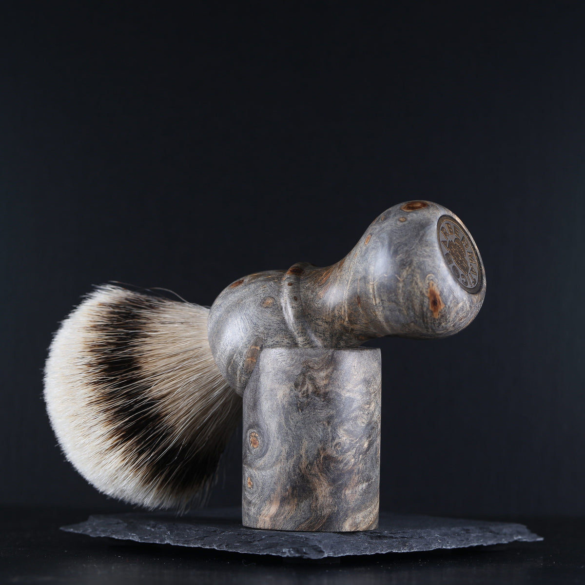 Wooden Shaving Brush & Stand - Buckeye Burl - Handmade in Ireland