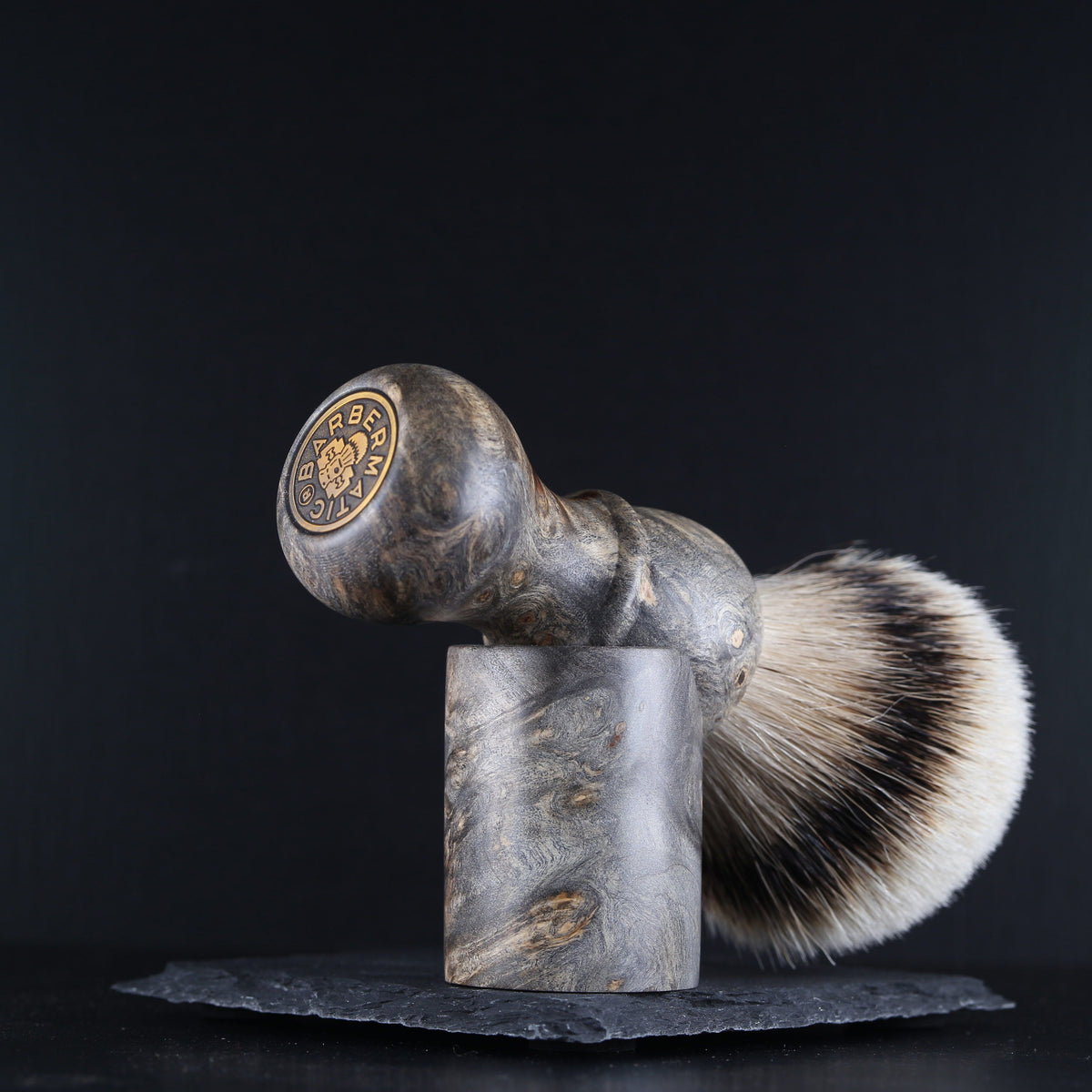 Wooden Shaving Brush & Stand - Buckeye Burl - Handmade in Ireland