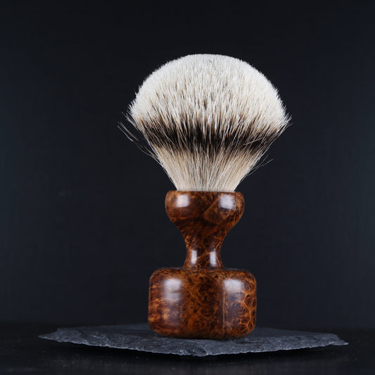 Wooden Shaving Brush - Dark Amboyna Burl - Handmade in Ireland