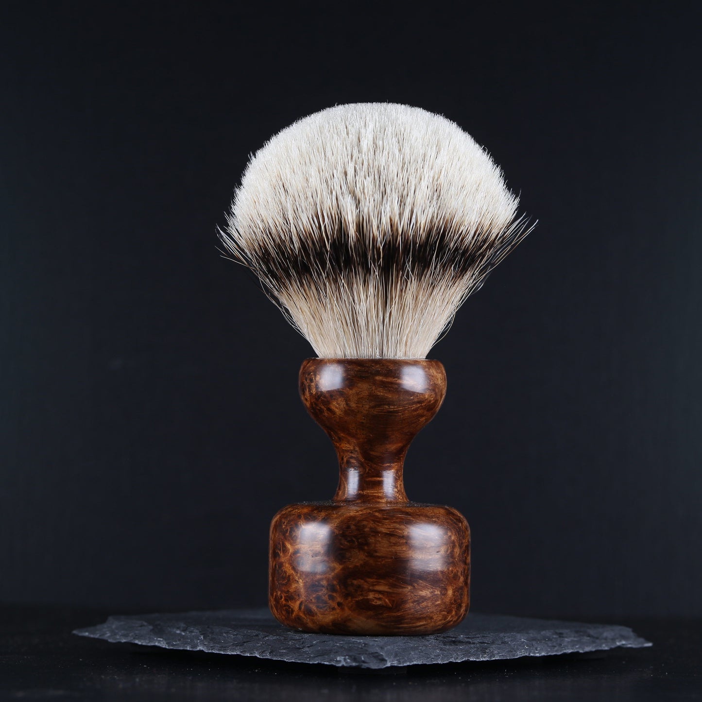 Wooden Shaving Brush - Dark Amboyna Burl - Handmade in Ireland