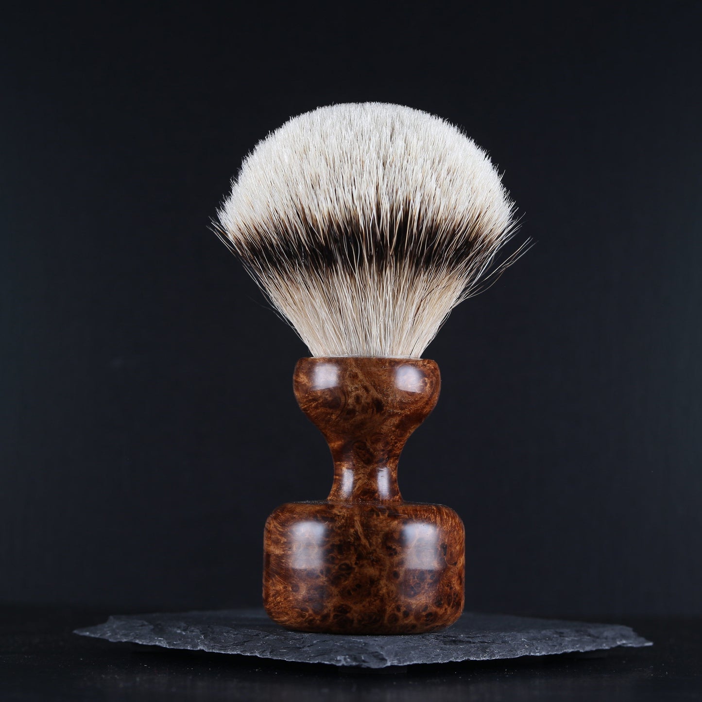 Wooden Shaving Brush - Dark Amboyna Burl - Handmade in Ireland