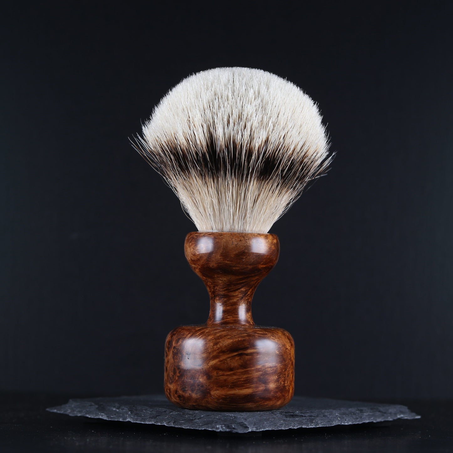 Wooden Shaving Brush - Dark Amboyna Burl - Handmade in Ireland