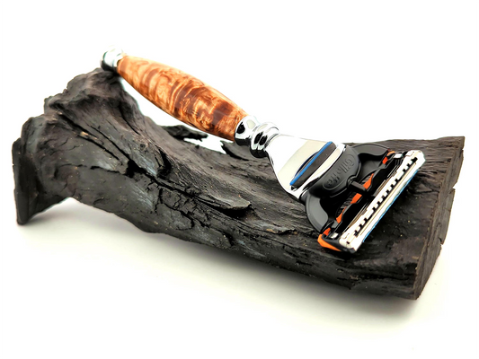 Wooden Razor - Karelian Birch - Handmade in Ireland, Gillette Fusion