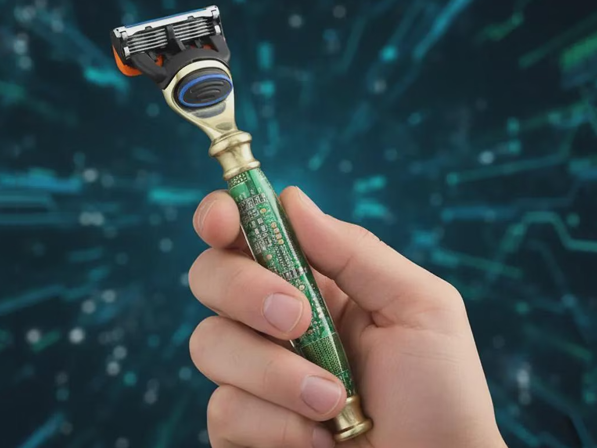 Voltaic Razor with Circuit Board - Handmade in Ireland, Gillette Fusion